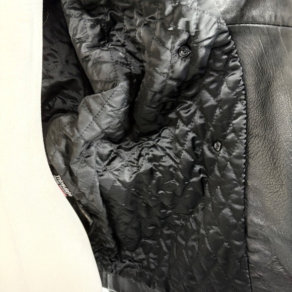 Express Avenue De L'opera Leather‎ Belted Moto Jacket Thinsulate Y2K Black S - Picture 11 of 16